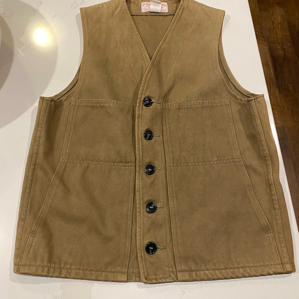 Filson Outdoor Vest Brushed Moleskin Small 36 Mint